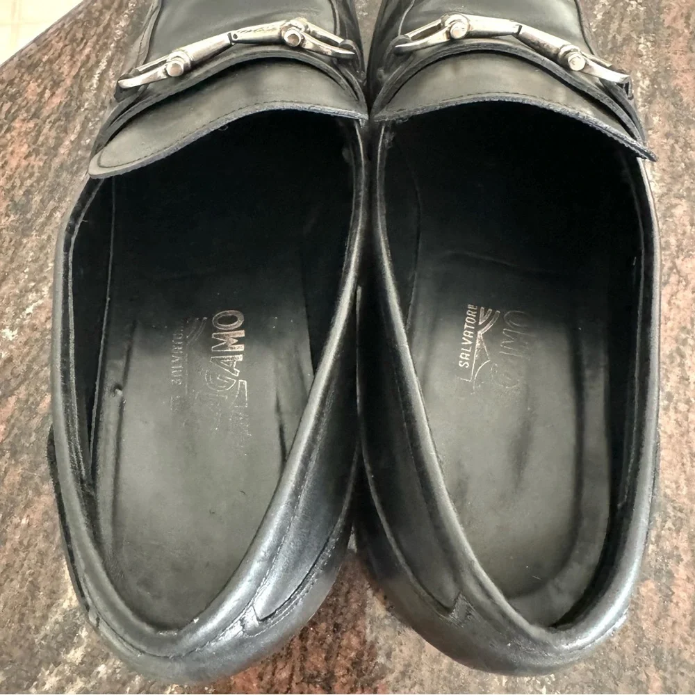 Salvatore Ferragamo Horsebit Loafers Black Leather Mens